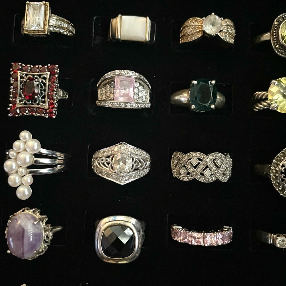 Lot of 34 Sterling Silver .925 gemstone rings lot 3 - Picture 6 of 7